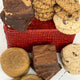 Calypso Basket - Cookie and Brownie Gift Sampler Box (8 Soft Molasses Cookies, 7 Chocolate Chip Cookies, 7 Oatmeal Raisin Cookies, 4 Chocolate Chunk Brownies, 4 Peanut Butter Brownies)